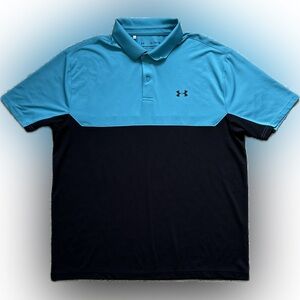 Under Armour Men’s Two-Tone Polo in Aqua and Black
